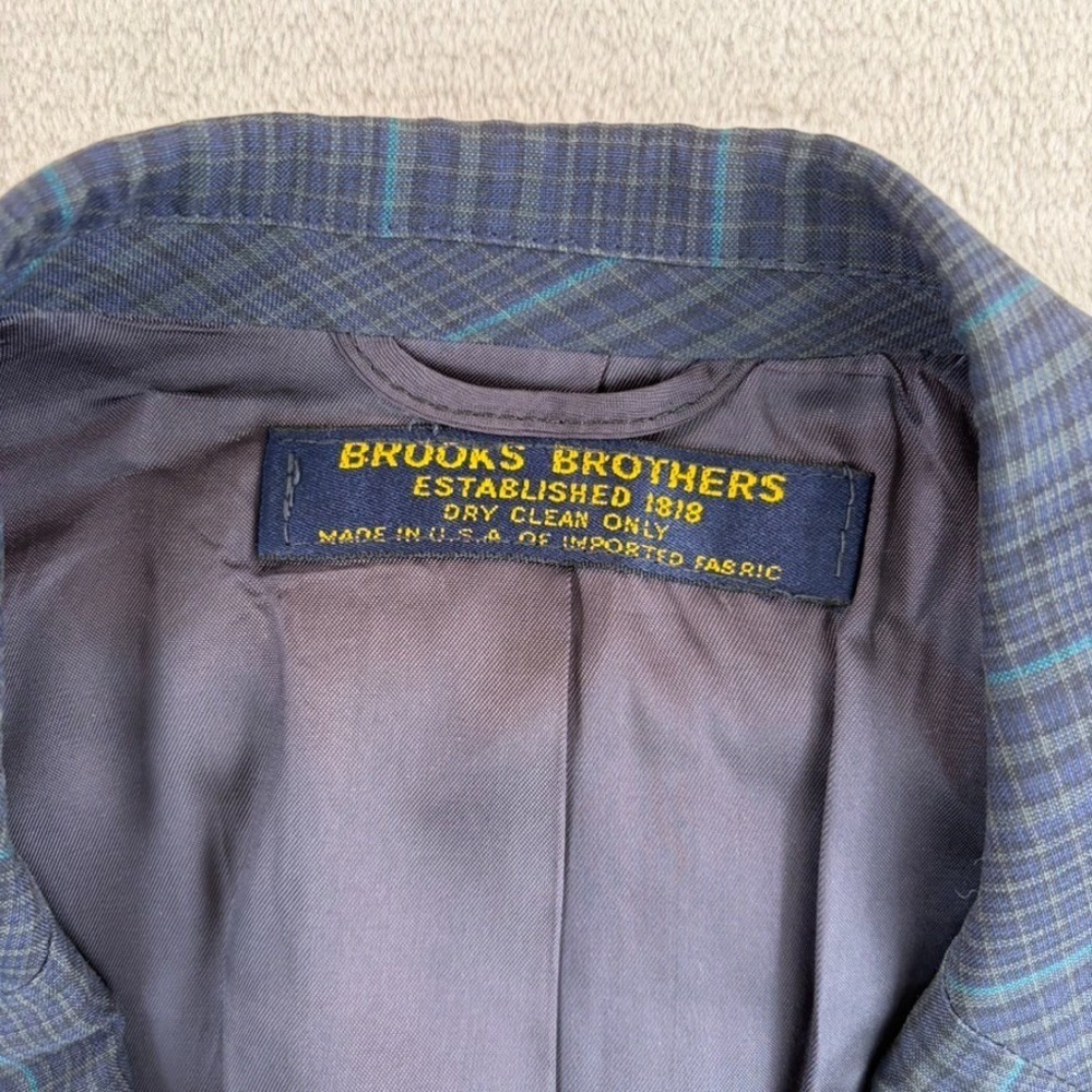 Vintage Brooks Brothers Blazer‎ Sport Coat in Blue Plaid Men 42R Made in USA - Picture 2 of 11